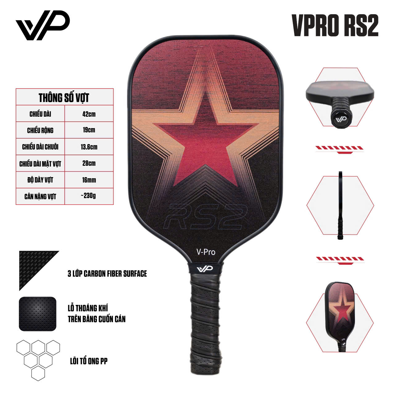 VPRO RS2 - Vợt Pickleball Power